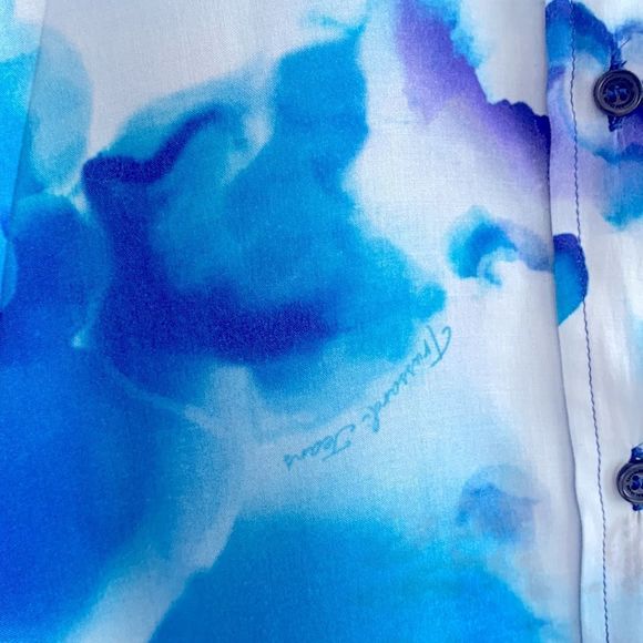 Trussardi Jeans Blue Abstract Oversized Shirt Size 42 EUR M USA - Picture 4 of 7